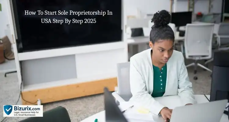 How To Start Sole Proprietorship In USA Step By Step 2025 — Solo entrepreneur running a business from a home office with a laptop and planner.